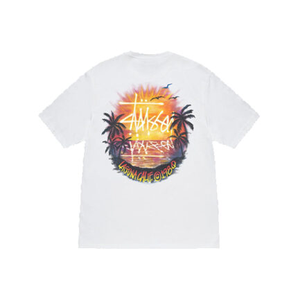 T-shirt Stussy Sunset Blanc